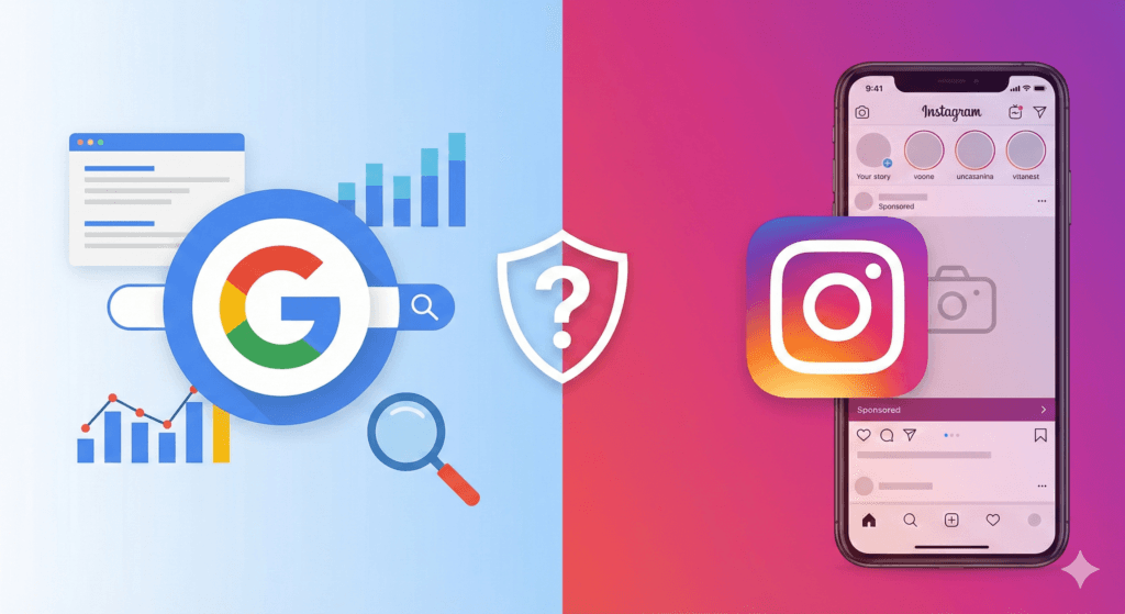 פרסום ממומן בגוגל מול אינסטגרם השוואה לעסקים